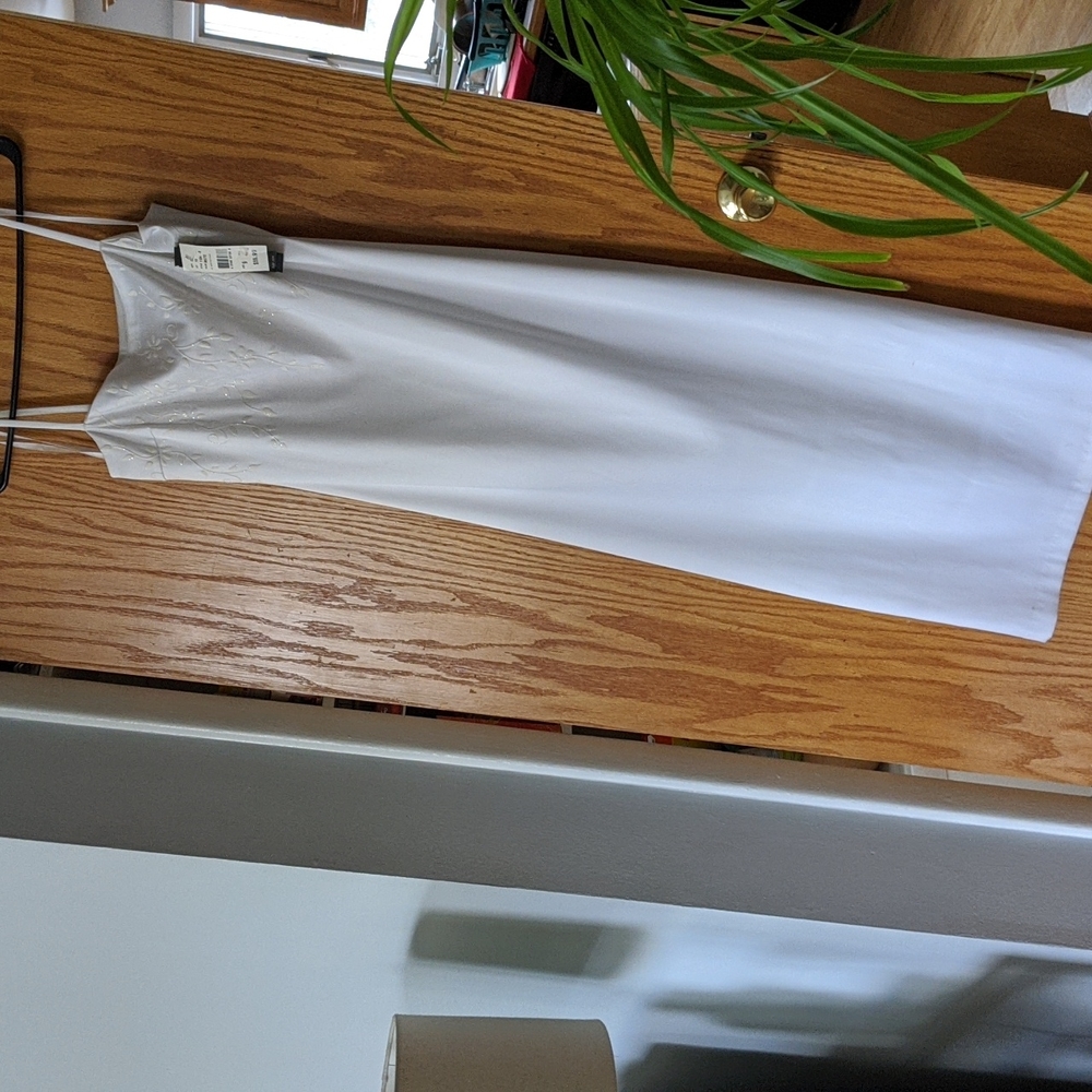 White spaghetti strap full length dress